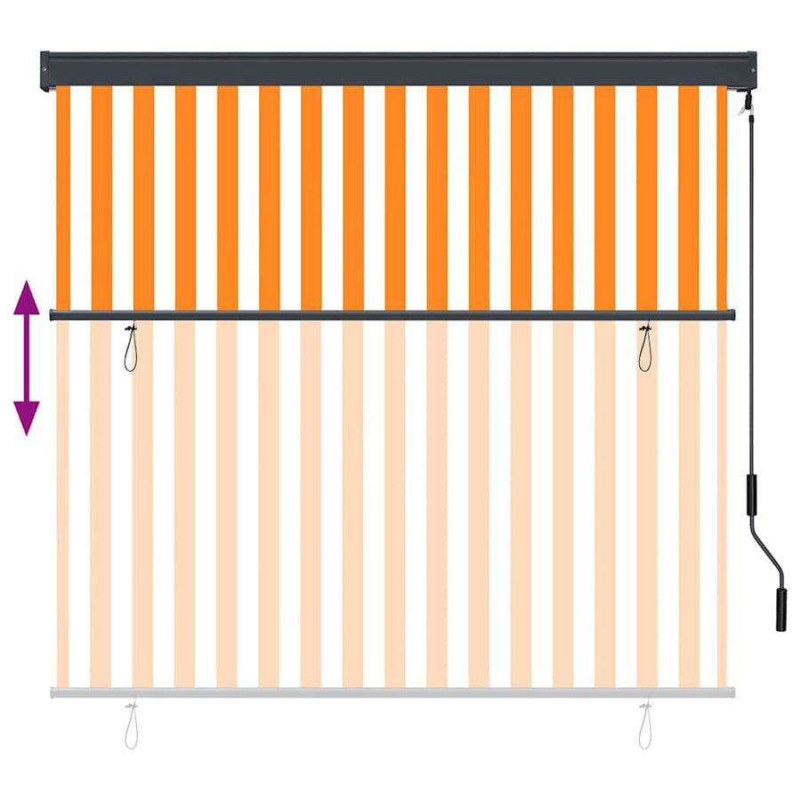 Rolgordijn Wit en Oranje 180 x 250 cm Stof en Aluminium