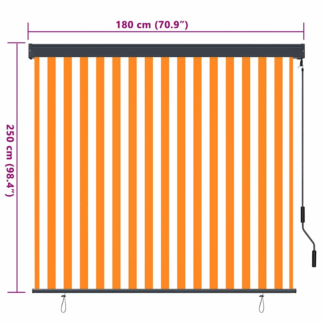 Rolgordijn Wit en Oranje 180 x 250 cm Stof en Aluminium