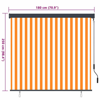 Rolgordijn Wit en Oranje 180 x 250 cm Stof en Aluminium