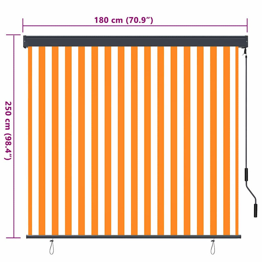 Rolgordijn Wit en Oranje 180 x 250 cm Stof en Aluminium