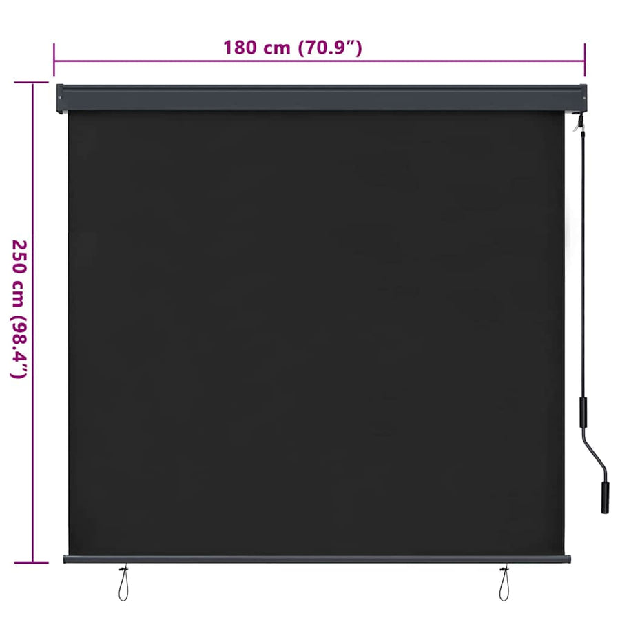 Rolgordijn Gestreept Antraciet 180 x 250 cm Stof en Aluminium