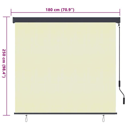 Rolgordijn met gordijnen Crème 180 x 250 cm Stof en Aluminium