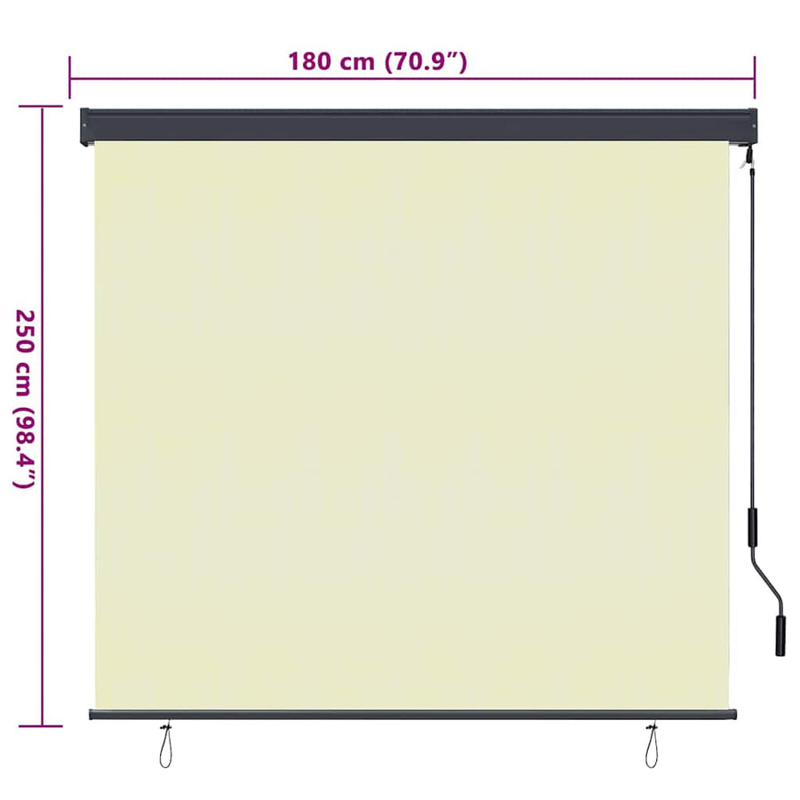 Rolgordijn met gordijnen Crème 180 x 250 cm Stof en Aluminium