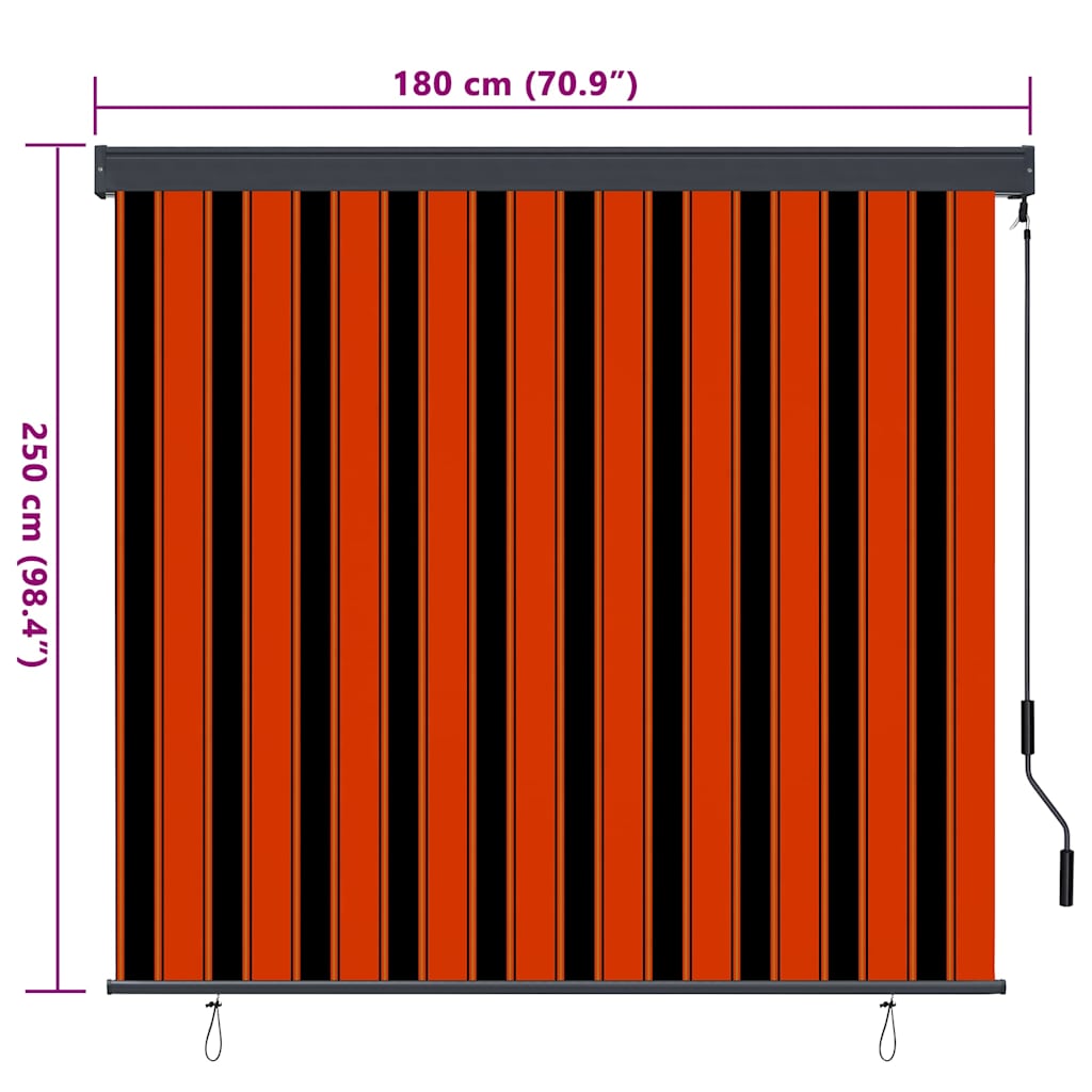 Rolgordijn Oranje en Bruin 180 x 250 cm Stof en Aluminium