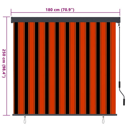Rolgordijn Oranje en Bruin 180 x 250 cm Stof en Aluminium
