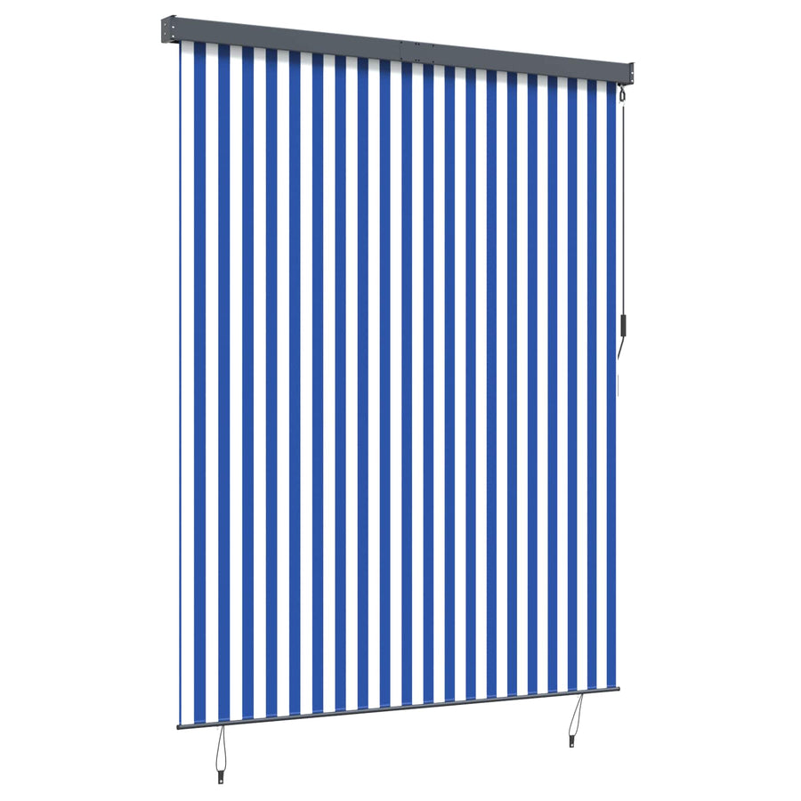Rolgordijn Blauw En Wit 200 X 250 Cm Stof En Aluminium