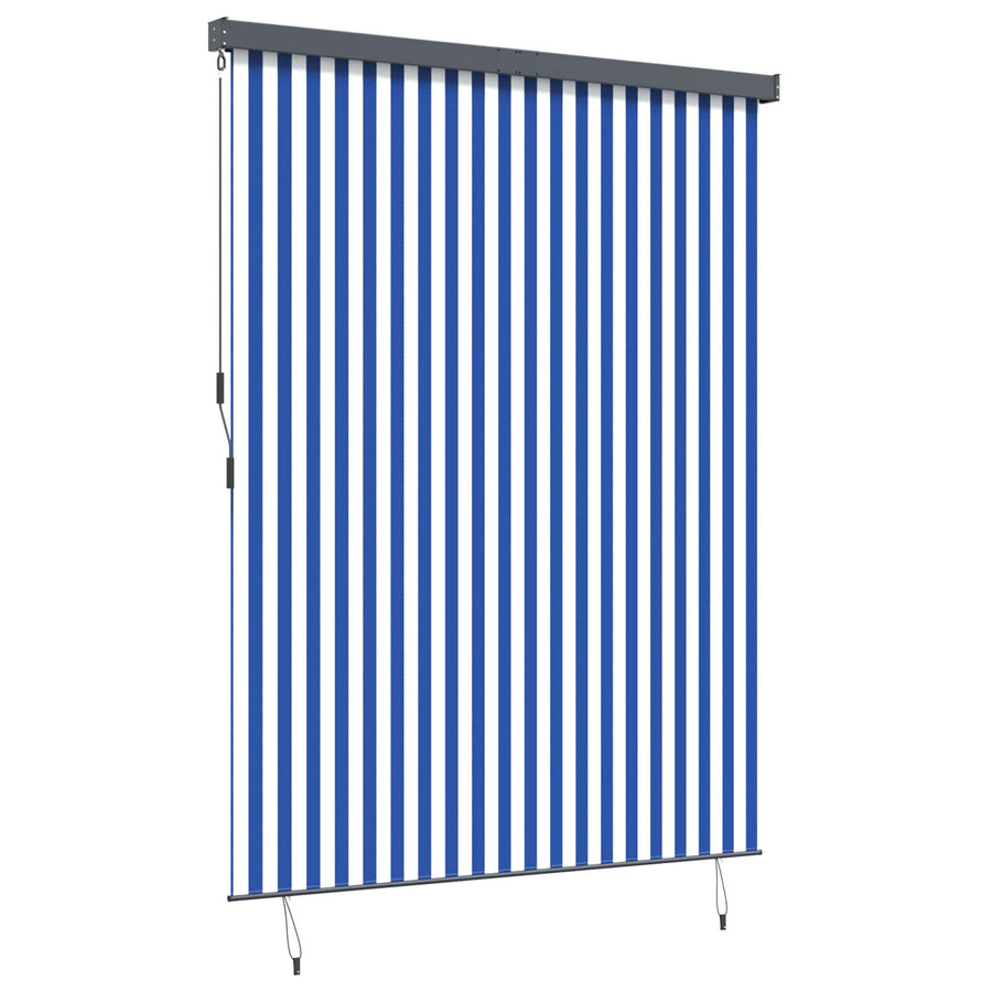 Rolgordijn Blauw En Wit 200 X 250 Cm Stof En Aluminium
