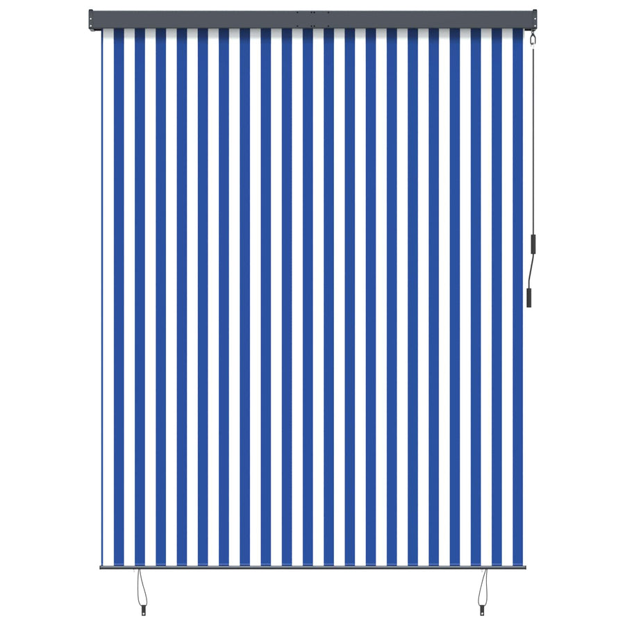 Rolgordijn Blauw En Wit 200 X 250 Cm Stof En Aluminium
