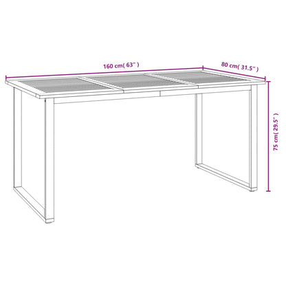 Tuintafel Met U-Vormige Poten Massief Acaciahout 160 x 80 x 75 cm