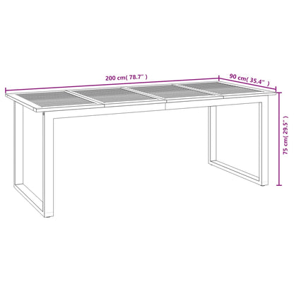 Tuintafel Met U-Vormige Poten 200X90X75 Cm Massief Acaciahout 200 x 90 x 75 cm
