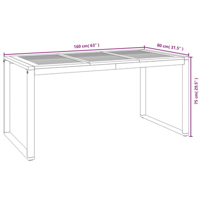 Tuintafel Met U-Vormige Poten Massief Acaciahout 160 x 80 x 75 cm