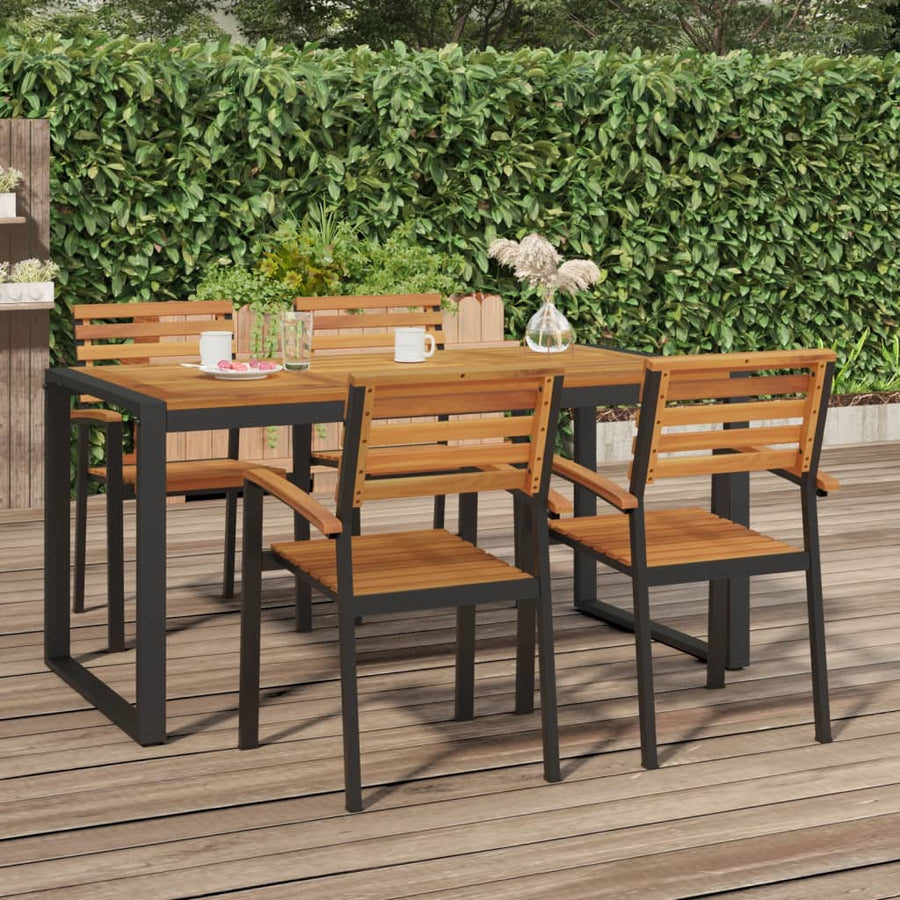Tuintafel Met U-Vormige Poten Massief Acaciahout 160 x 80 x 75 cm