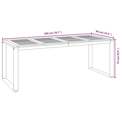 Tuintafel Met U-Vormige Poten Massief Acaciahout 200 x 90 x 75 cm