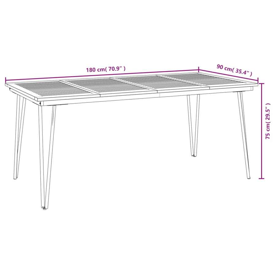 Tuintafel Met Haarspeldpoten 180X90X75 Cm Massief Acaciahout
