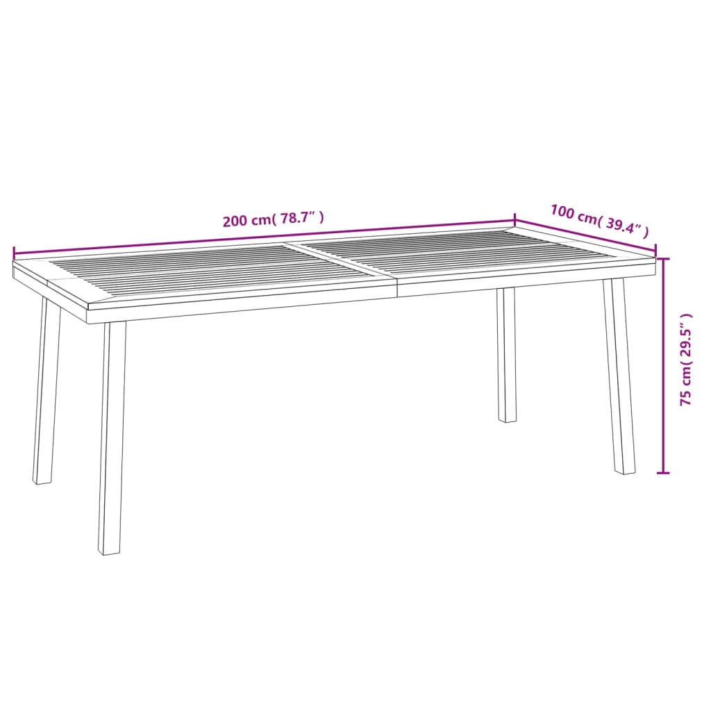 Tuintafel 200x100x75 cm massief acaciahout