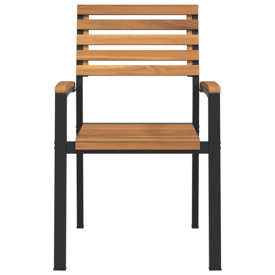 Tuinstoelen Stapelbaar Massief Acaciahout En Metaal 4