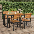 Garden chairs 4 pcs stackable solid acacia wood and metal