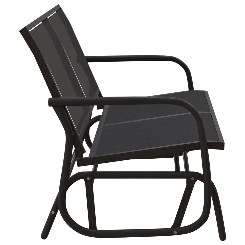 Schuifbank Tuin 120,5X76X86,5 Cm Textielfolie En Staal Zwart