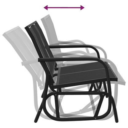Schuifbank Tuin 120,5X76X86,5 Cm Textielfolie En Staal Zwart