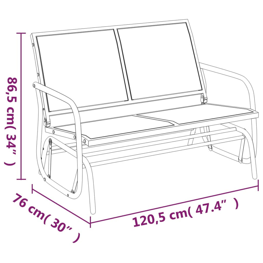 Schuifbank Tuin 120,5X76X86,5 Cm Textielfolie En Staal Zwart