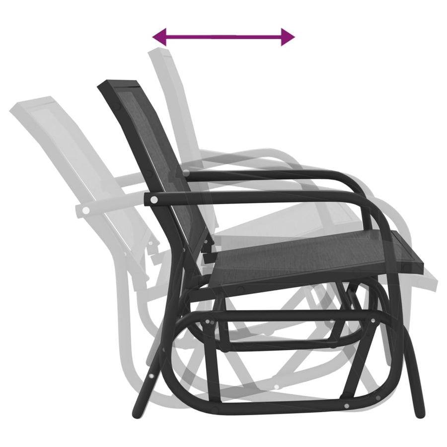 Schuifstoelen voor tuin 2 st 61x76x87 cm textileen staal zwart