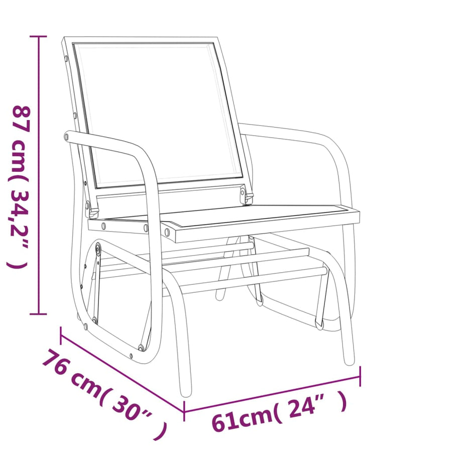 Schuifstoelen voor tuin 2 st 61x76x87 cm textileen staal zwart