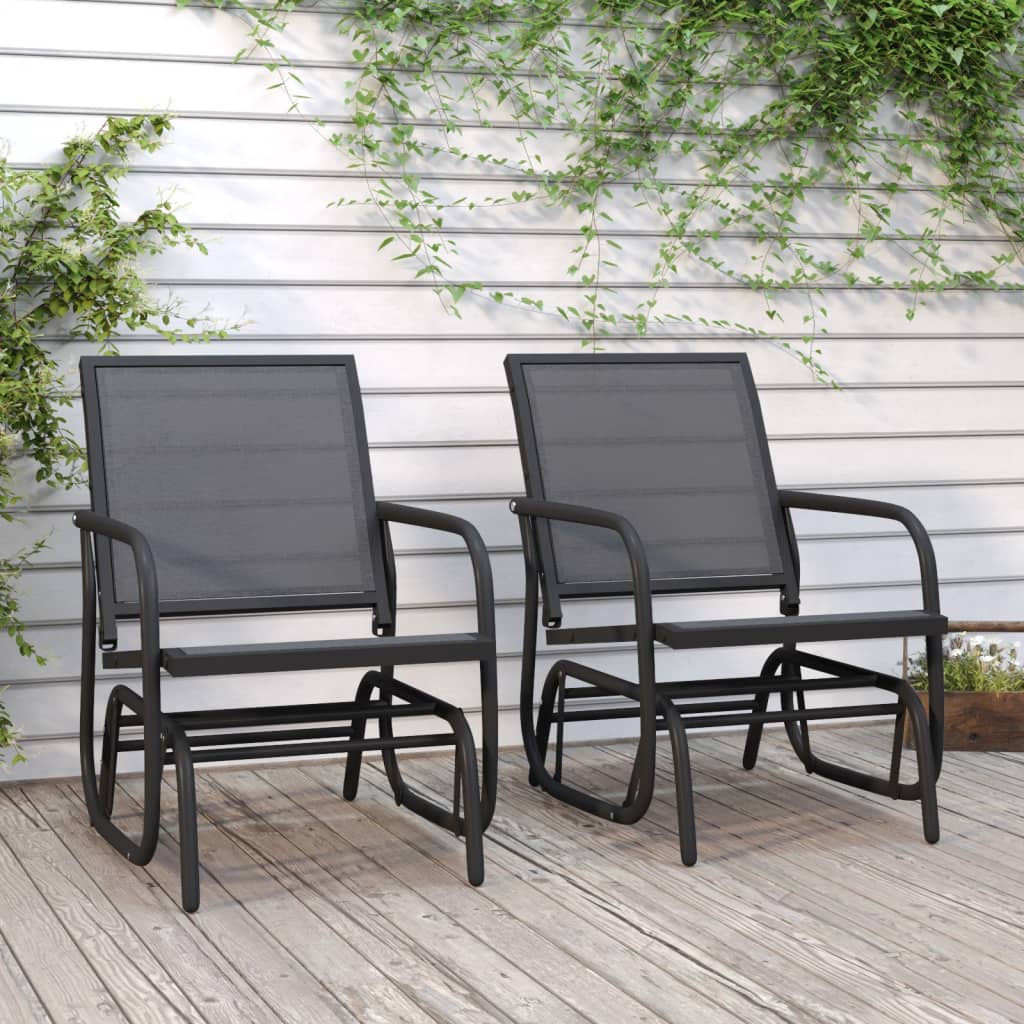 Schuifstoelen voor tuin 2 st 61x76x87 cm textileen staal zwart