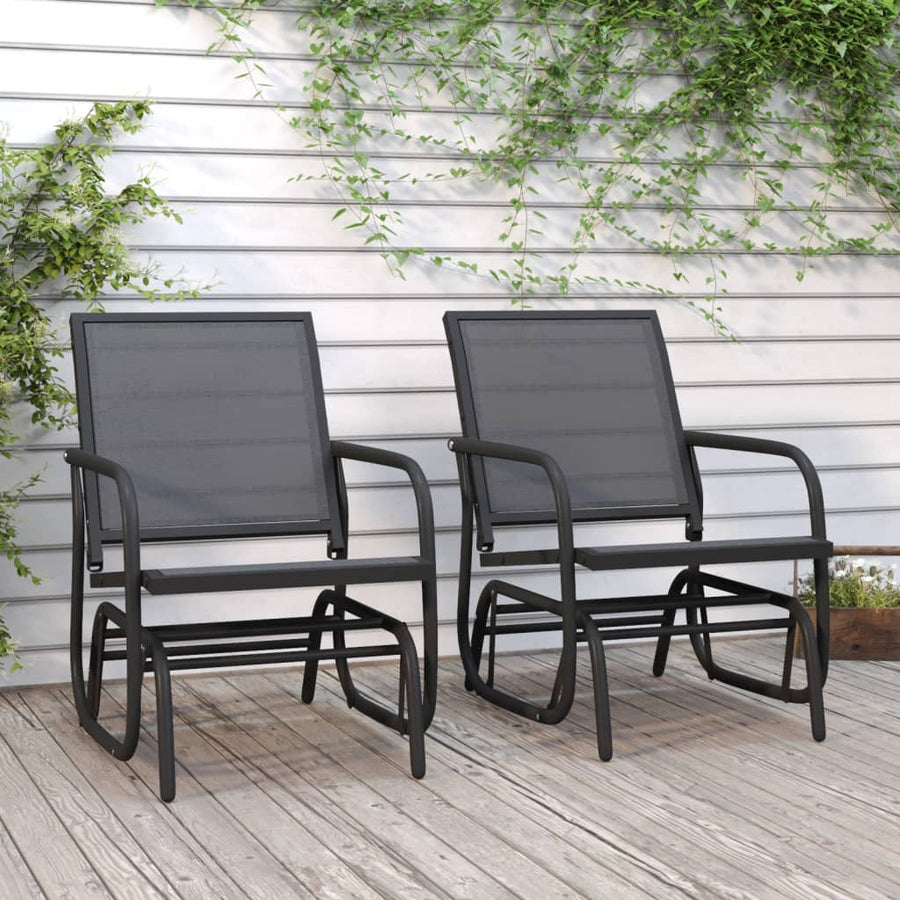 Schuifstoelen voor tuin 2 st 61x76x87 cm textileen staal zwart
