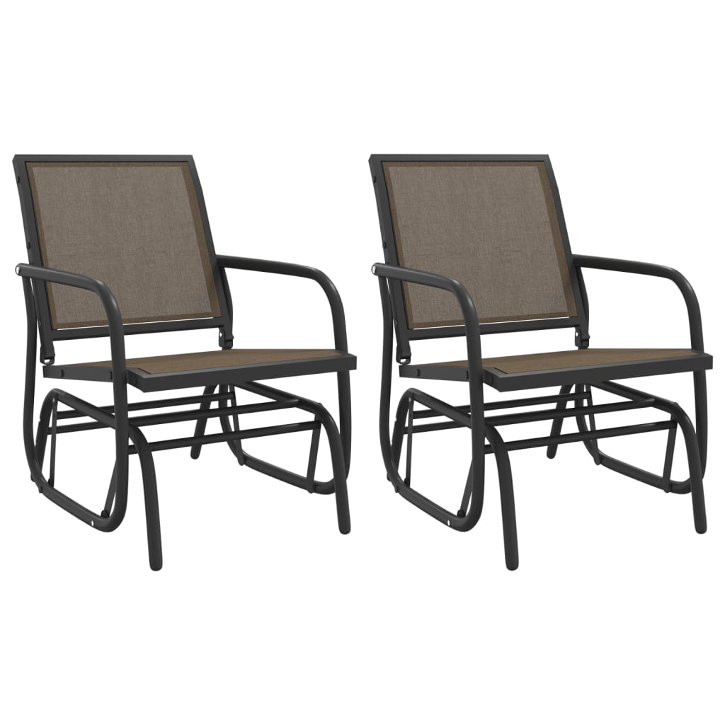 Schuifstoelen voor tuin 2 st 61x76x87 cm textileen staal bruin