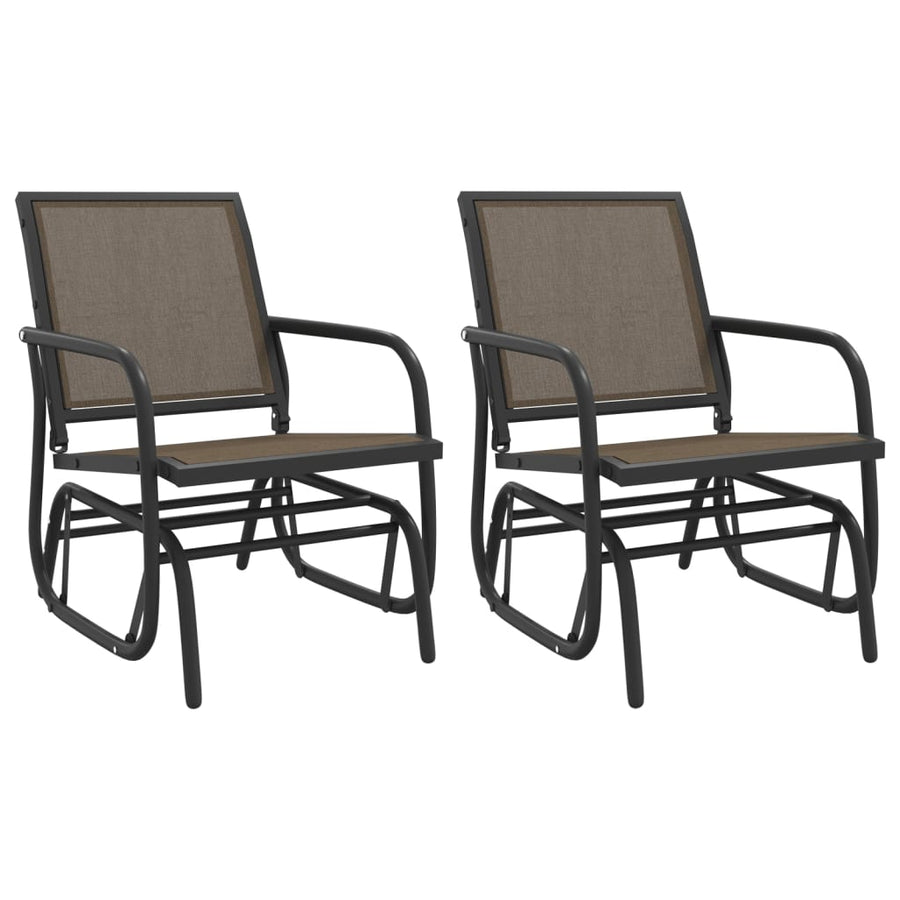 Schuifstoelen voor tuin 2 st 61x76x87 cm textileen staal bruin