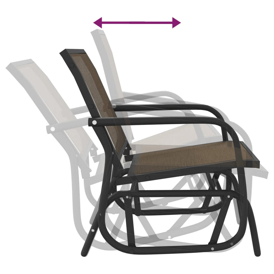 Schuifstoelen voor tuin 2 st 61x76x87 cm textileen staal bruin