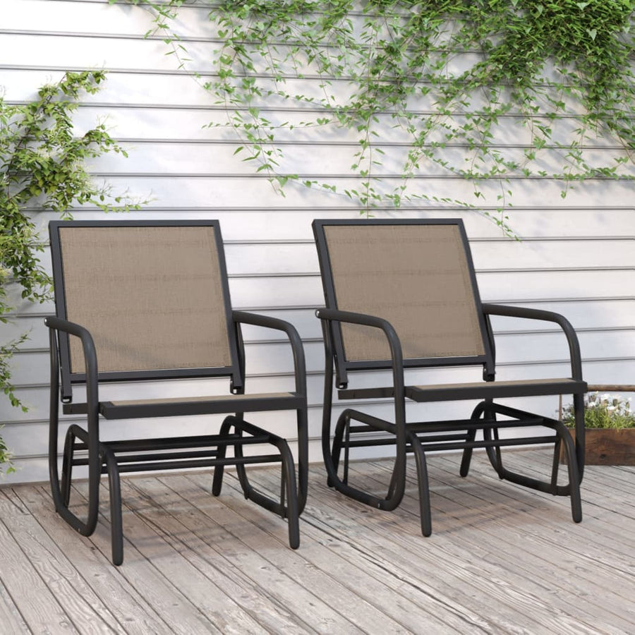 Schuifstoelen voor tuin 2 st 61x76x87 cm textileen staal bruin