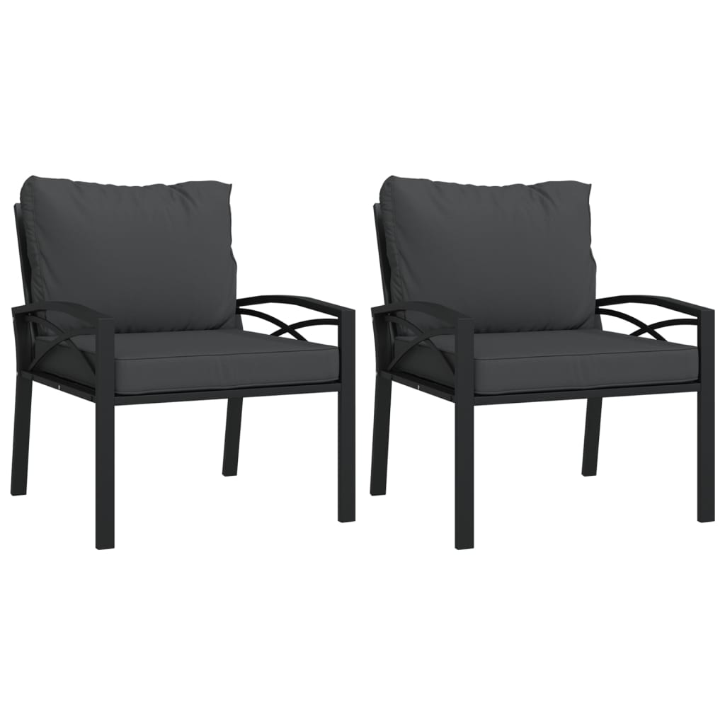 Tuinstoelen Met Grijze Kussens 68X76X79 Cm Staal 2 Grijs