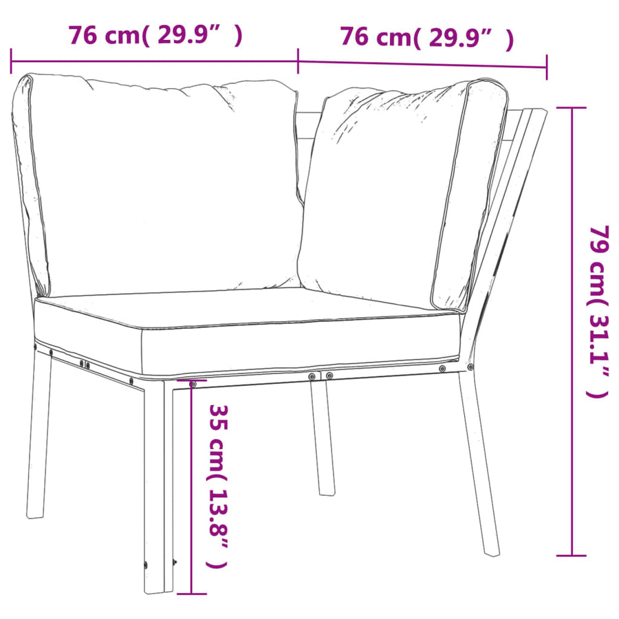 Tuinstoel Met Grijze Kussens 76X76X79 Cm Staal Grijs