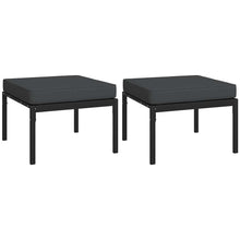 Tuinvoetenbanken Met Grijze Kussens 2 St 60X60X35 Cm Staal Grijs
