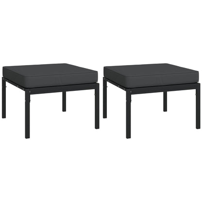 Tuinvoetenbanken Met Grijze Kussens 2 St 60X60X35 Cm Staal Grijs