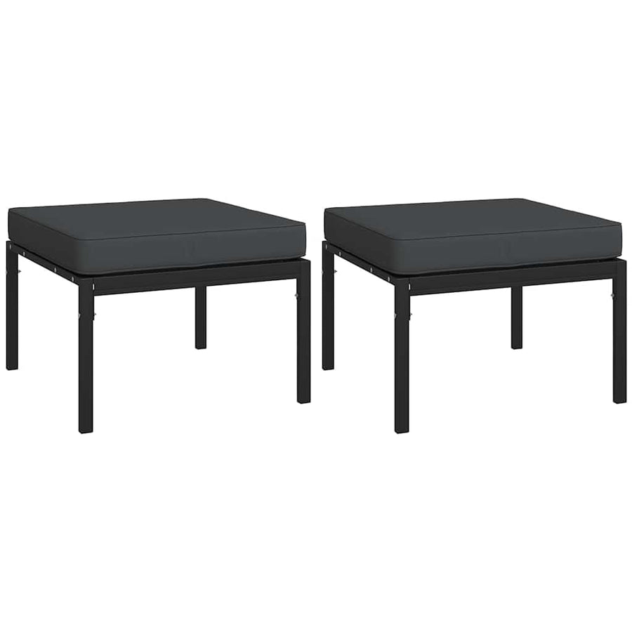 Tuinvoetenbanken Met Grijze Kussens 2 St 60X60X35 Cm Staal Grijs