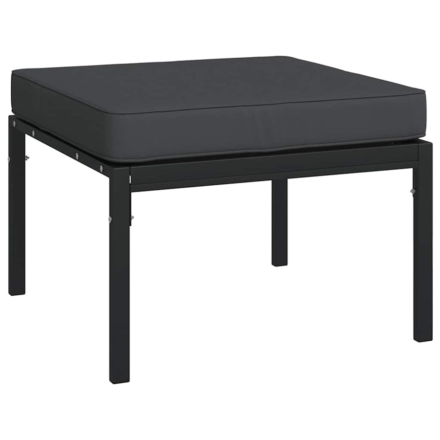 Tuinvoetenbanken Met Grijze Kussens 2 St 60X60X35 Cm Staal Grijs