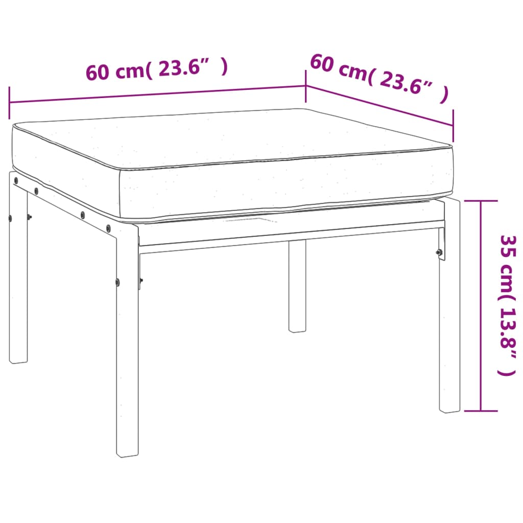 Tuinvoetenbanken Met Grijze Kussens 2 St 60X60X35 Cm Staal Grijs
