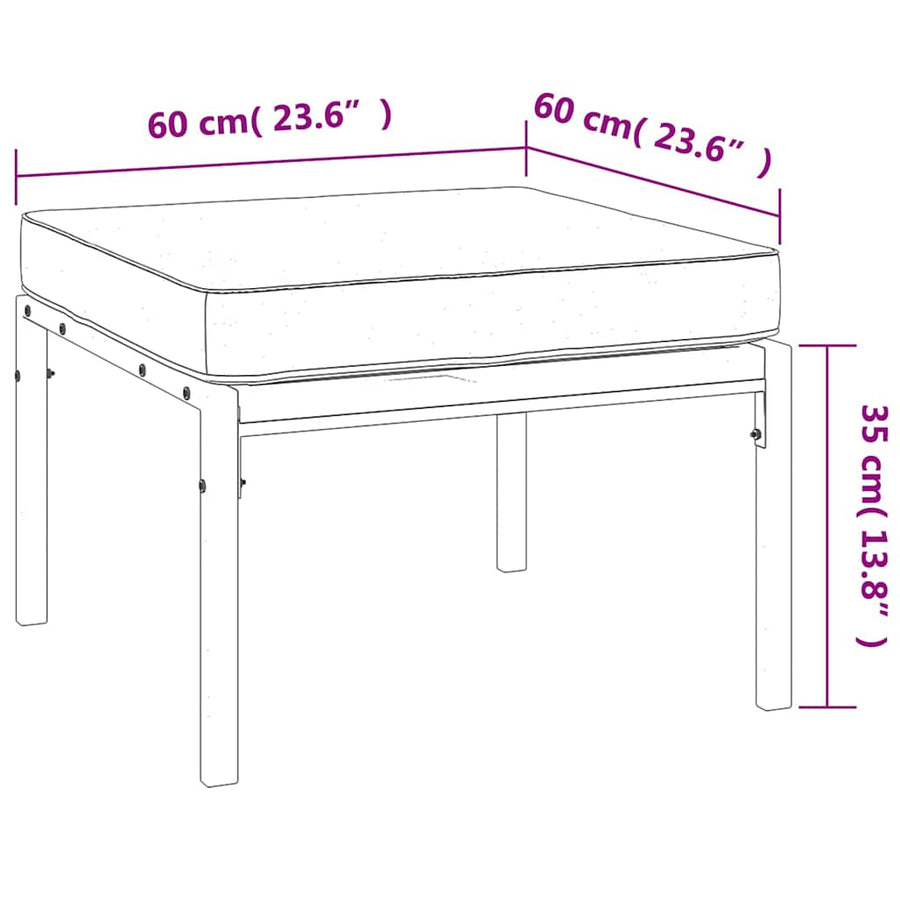 Tuinvoetenbanken Met Grijze Kussens 2 St 60X60X35 Cm Staal Grijs