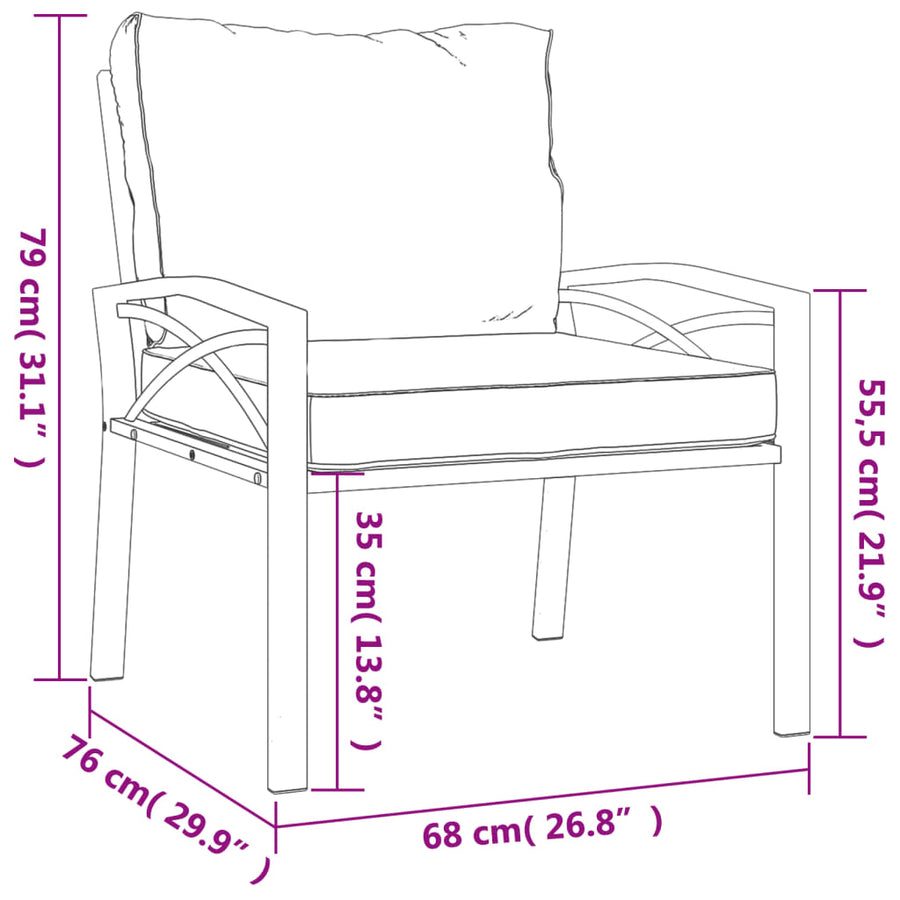 Tuinstoelen Met Kleurige Kussens 68X76X79 Cm Staal 2 Zand