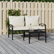 Tuinstoel 62x75x79 cm staal zandkleurig kussen 2 stuks