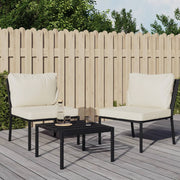Tuinstoel 60x74x79 cm staal zandkleurig kussen 2 stuks