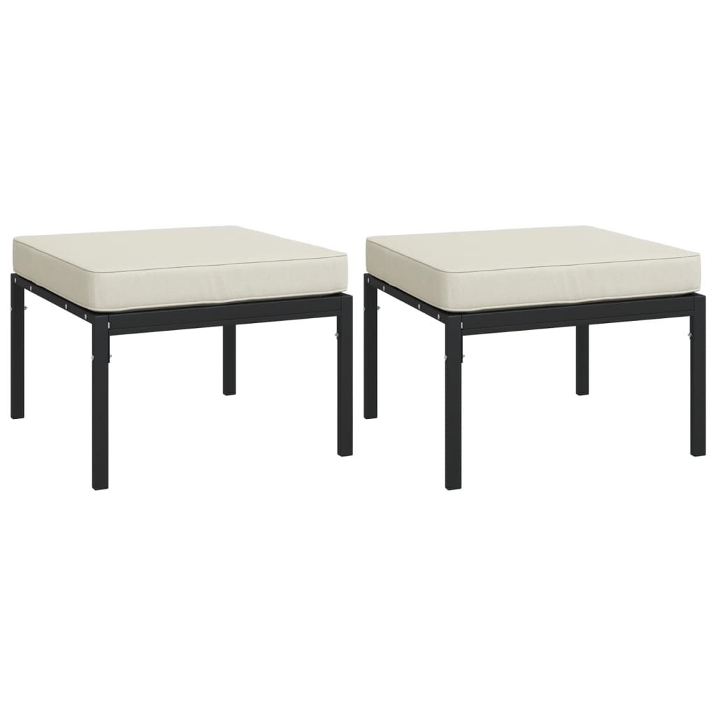 Tuinvoetenbanken Met Kleur Kussens 2 St 60X60X35 Cm Staal Zand