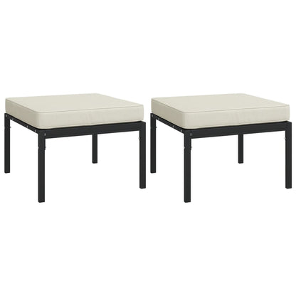 Tuinvoetenbanken Met Kleur Kussens 2 St 60X60X35 Cm Staal Zand