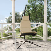 Schommelstoel crème Oxford-stof staal 106x93x195 cm