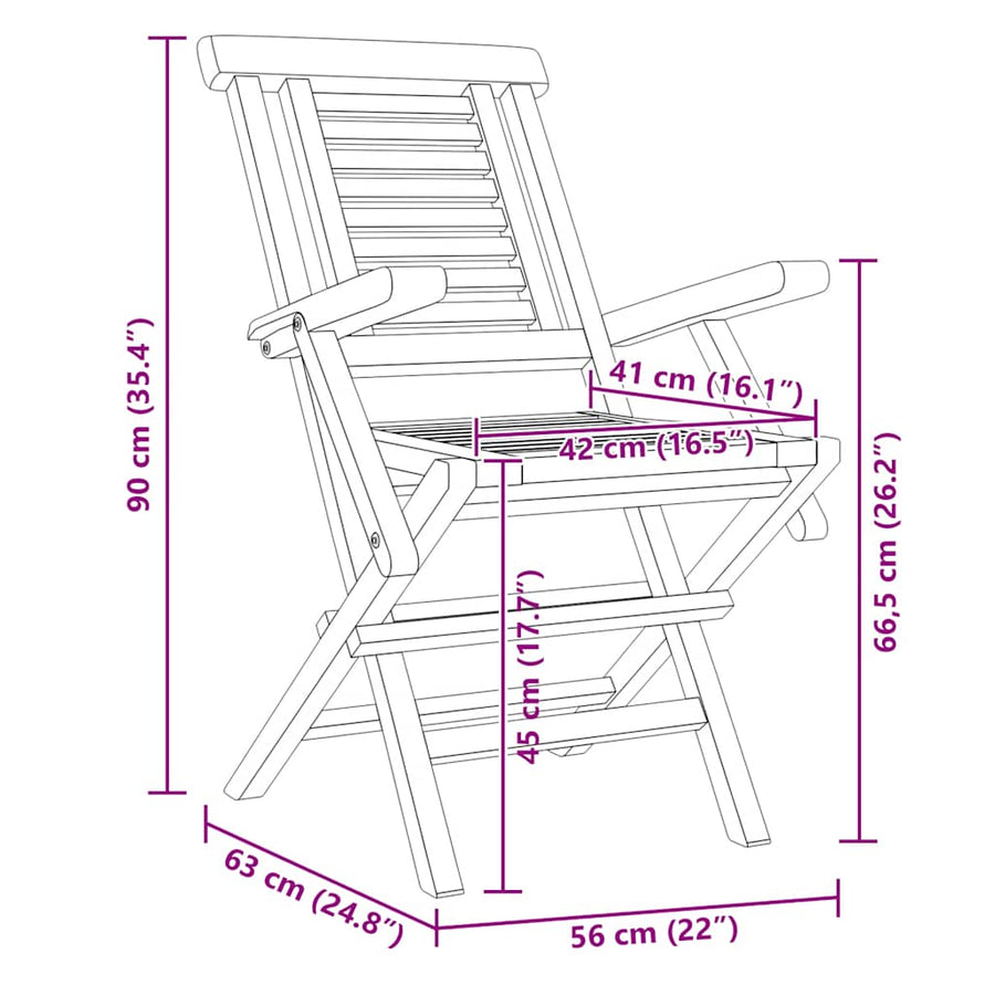 Tuinstoelen 2 St Inklapbaar 56X63X90 Cm Massief Teakhout