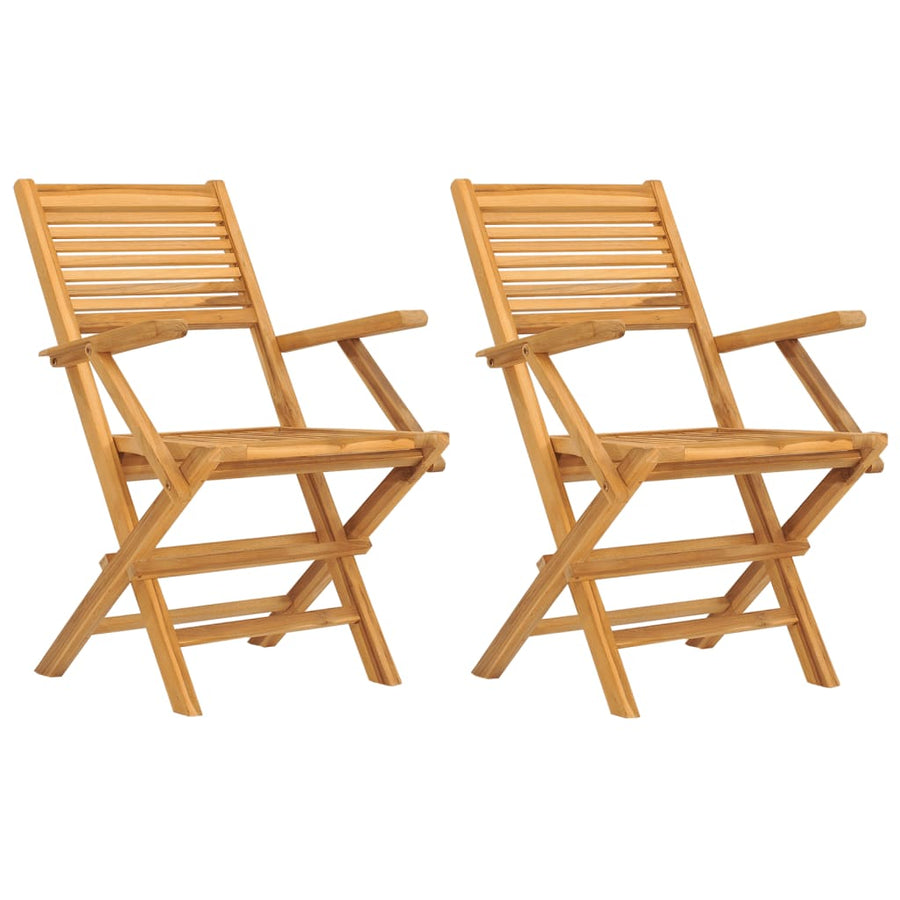 Tuinstoelen Inklapbaar 55X6X90 Cm Massief Teakhout 2 Met armleuning