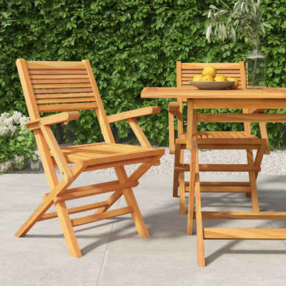 Tuinstoelen Inklapbaar 55X6X90 Cm Massief Teakhout 2 Met armleuning
