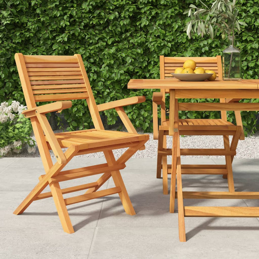 Tuinstoelen Inklapbaar 55X6X90 Cm Massief Teakhout 2 Met armleuning